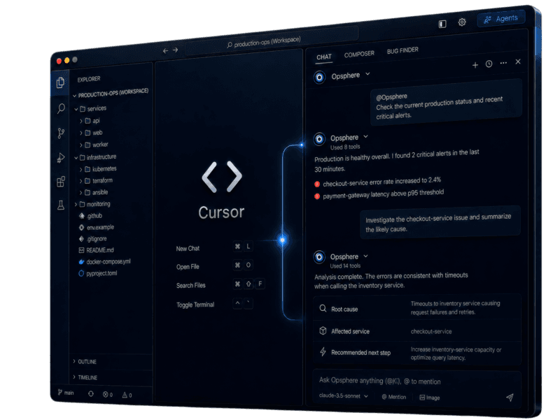 Cursor IDE integration with Opsphere operational layer